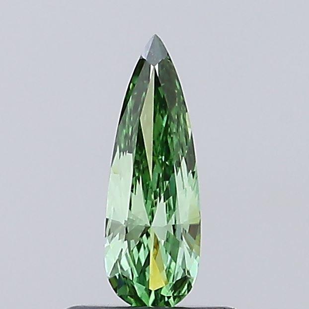 Actual 0.32 carat Fancy Vivid Green Pear lab-grown diamond