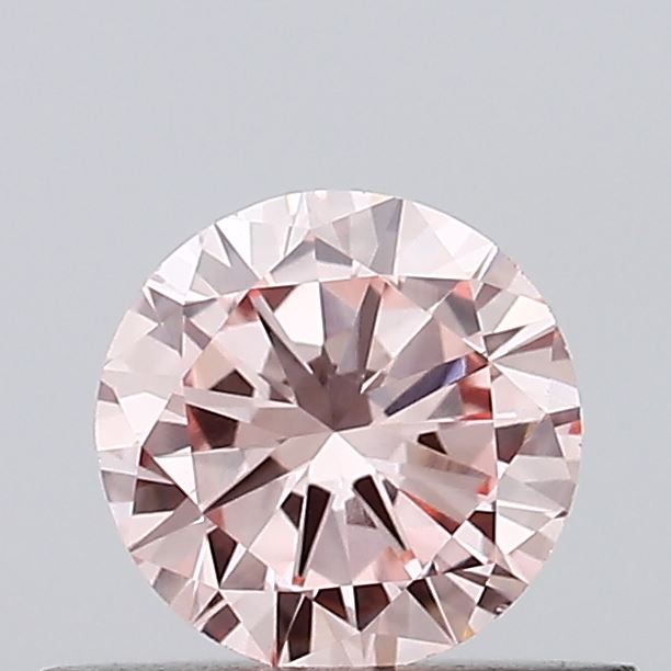 Actual 0.44 carat Fancy Intense Pink Round lab-grown diamond