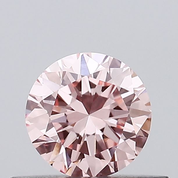 Actual 0.41 carat Fancy Vivid Pink Round lab-grown diamond