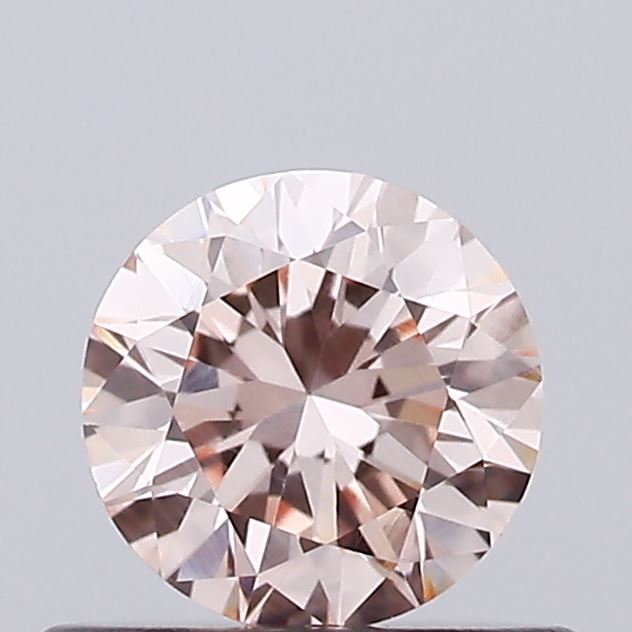 Actual 0.51 carat Light Orangy Pink Round lab-grown diamond