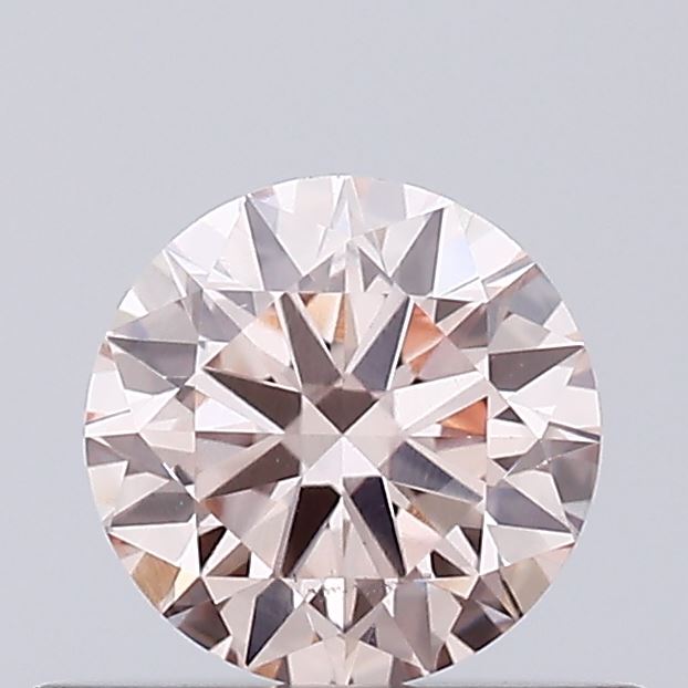 Actual 0.36 carat Light Orangy Pink Round lab-grown diamond