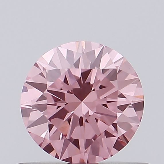 Actual 0.47 carat Vivid Pink Round lab-grown diamond