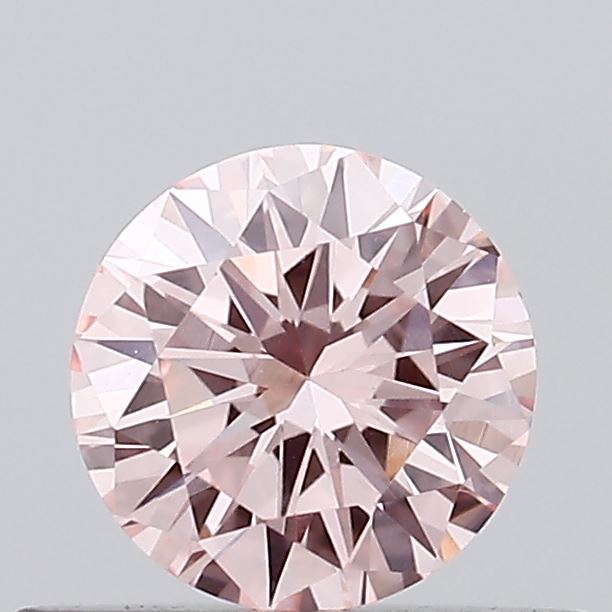 Actual 0.4 carat Intense Pink Round lab-grown diamond